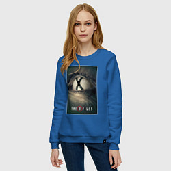 Свитшот хлопковый женский X - Files poster, цвет: синий — фото 2