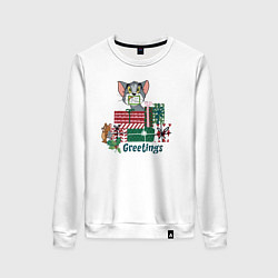 Свитшот хлопковый женский Creetings, цвет: белый