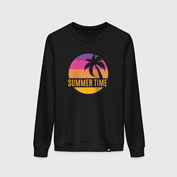 Свитшот хлопковый женский Summer time California, цвет: черный