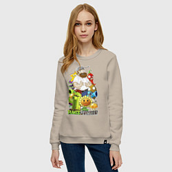 Свитшот хлопковый женский Craaazy Dave plants, цвет: миндальный — фото 2