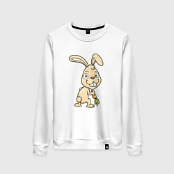 Свитшот хлопковый женский Кролик с морковкой, цвет: белый