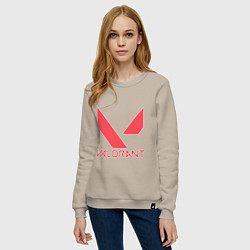 Свитшот хлопковый женский Valorant - logo, цвет: миндальный — фото 2
