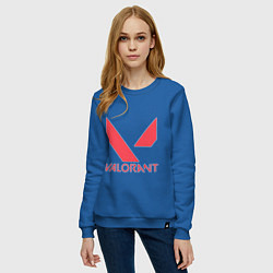 Свитшот хлопковый женский Valorant - logo, цвет: синий — фото 2