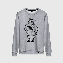 Свитшот хлопковый женский Утка в куртке, цвет: меланж