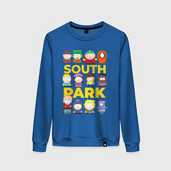 Свитшот хлопковый женский Южный парк персонажи, цвет: синий