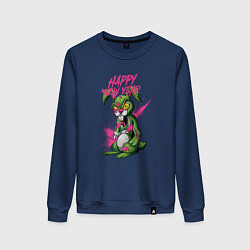 Свитшот хлопковый женский Zombie rabbit New year, цвет: тёмно-синий