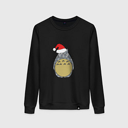 Свитшот хлопковый женский Totoro Santa, цвет: черный