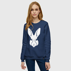 Свитшот хлопковый женский White rabbit head, цвет: тёмно-синий — фото 2