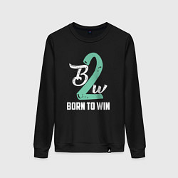 Свитшот хлопковый женский Born to win, цвет: черный