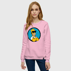 Свитшот хлопковый женский Гомер Симпсон - крутой чувак, цвет: светло-розовый — фото 2