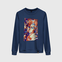 Свитшот хлопковый женский Йошикаге Кира - серийный убийца, цвет: тёмно-синий