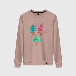 Женский свитшот Разноцветные декоративные ели в горшках