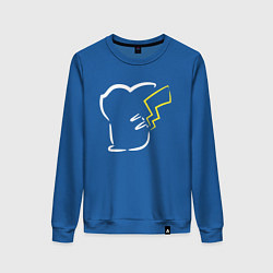 Свитшот хлопковый женский Пикачу минимализм, цвет: синий