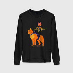 Свитшот хлопковый женский Stray - cat logo, цвет: черный