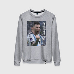 Свитшот хлопковый женский Viva la Argentina - Lionel Messi - world champion, цвет: меланж