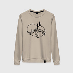 Свитшот хлопковый женский Denji and Power, цвет: миндальный