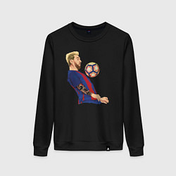 Свитшот хлопковый женский Messi Barcelona, цвет: черный