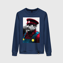 Свитшот хлопковый женский Иосиф Виссарионович Сталин - memes Mario, цвет: тёмно-синий
