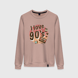 Свитшот хлопковый женский I love 90-s, цвет: пыльно-розовый
