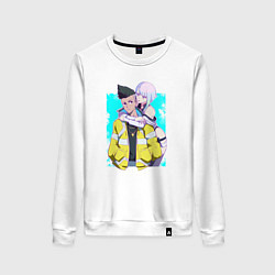 Свитшот хлопковый женский Дэвид и Люси обнимаются, цвет: белый