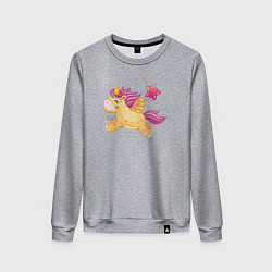 Свитшот хлопковый женский Единорог с шариком в виде сердечка, цвет: меланж