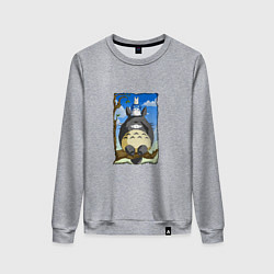 Свитшот хлопковый женский Тоторо на дереве, цвет: меланж