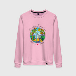 Свитшот хлопковый женский Санкт-Петербург, прогулка по Летнему Саду, цвет: светло-розовый