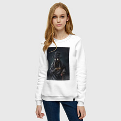 Свитшот хлопковый женский Чумной доктор в Средневековье, цвет: белый — фото 2
