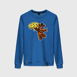 Свитшот хлопковый женский Фредди с пиццеей, цвет: синий