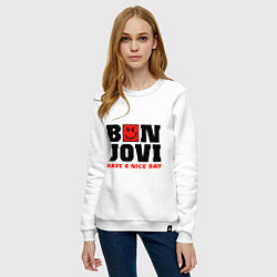 Свитшот хлопковый женский Bon Jovi band, цвет: белый — фото 2