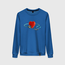 Свитшот хлопковый женский Здоровое сердце - стетоскоп, цвет: синий