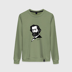 Свитшот хлопковый женский Композитор Джузеппе Верди, цвет: авокадо