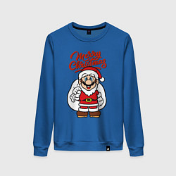Свитшот хлопковый женский Christmas Mario, цвет: синий