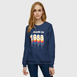 Свитшот хлопковый женский Made in 1988 liquid art, цвет: тёмно-синий — фото 2