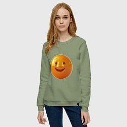 Свитшот хлопковый женский Смайлик-улыбка, цвет: авокадо — фото 2