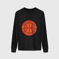 Свитшот хлопковый женский Love basketball, цвет: черный