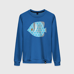 Свитшот хлопковый женский Синяя рыбка, цвет: синий