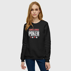 Свитшот хлопковый женский Мировая серия покера, цвет: черный — фото 2