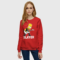Свитшот хлопковый женский Slayer Барт Симпсон рокер, цвет: красный — фото 2