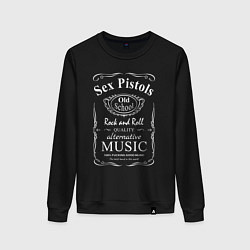 Свитшот хлопковый женский Sex Pistols в стиле Jack Daniels, цвет: черный
