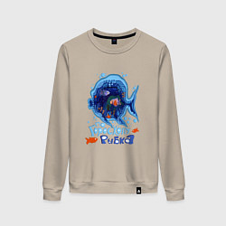 Свитшот хлопковый женский По знаку зодиака рыбка, цвет: миндальный