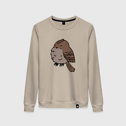 Свитшот хлопковый женский Воробей, цвет: миндальный