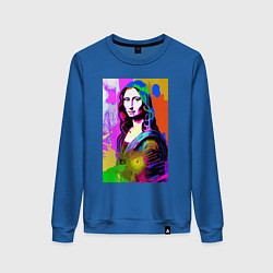 Свитшот хлопковый женский Mona Lisa - Gioconda - pop art, цвет: синий