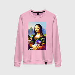Свитшот хлопковый женский Mona Lisa with baby dragon, цвет: светло-розовый