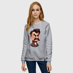 Свитшот хлопковый женский Сталин мультяшный, цвет: меланж — фото 2