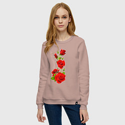 Свитшот хлопковый женский Прекрасная Устина - букет из роз, цвет: пыльно-розовый — фото 2