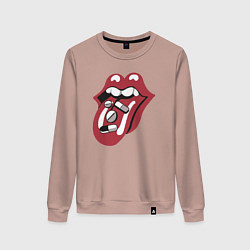 Свитшот хлопковый женский Rolling stones pills, цвет: пыльно-розовый