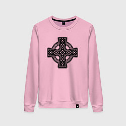 Свитшот хлопковый женский Кельтский крест, цвет: светло-розовый