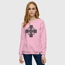 Свитшот хлопковый женский Кельтский крест, цвет: светло-розовый — фото 2