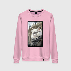 Свитшот хлопковый женский Санкт-Петербург котик, цвет: светло-розовый